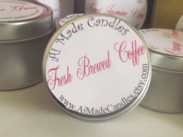 4 oz Fresh Brewed Coffee Travel Tin Soy Candle in Gray