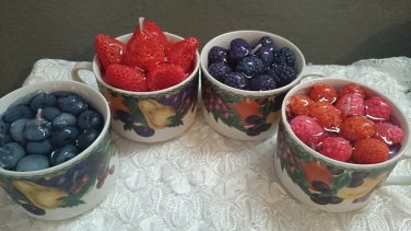 Cup O' Berries Set of 4 Scented Soy Candles in Fruity Cups