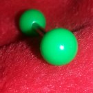 Green Stainless and Acrylic Barbell Tongue Ring