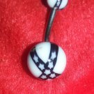 Navel Ring in White and Black with Star Design