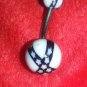 Navel Ring in White and Black with Star Design
