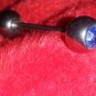 Silver Stainless Steel Tongue Ring with Blue Stone