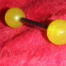 Yellow Stainless and Acrylic Tongue Ring