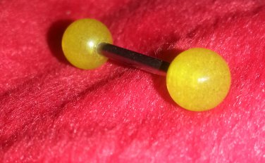 Yellow Stainless and Acrylic Tongue Ring