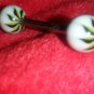 Stainless and Acrylic Barbell Tongue Ring with Flower Design