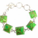 Sterling Silver Green Copper Turquoise Bracelet