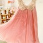 Free Shipping Red Tutu Dress Whimsical Princess Dress Summer Red Dress with Golden Peter Pan Collar