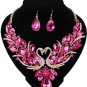 New Trend Double Swan Jewelry Set Prom Party Statement Purple Necklace Earring For Women
