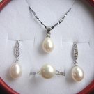 Bridal Pearl Jewelry Sets for Women Wedding Resizable Ring Natural Freshwater Pearl Jewels