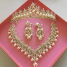 New Bridal Pearl Jewelry Sets for Women 3 Pcs Wedding with Tiara Natural Freshwater Pearl Jewels