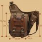 Brown Canvas Leather Packs for Men Durable Military Postman Thick Canvas Bags