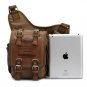 Brown Canvas Leather Packs for Men Durable Military Postman Thick Canvas Bags