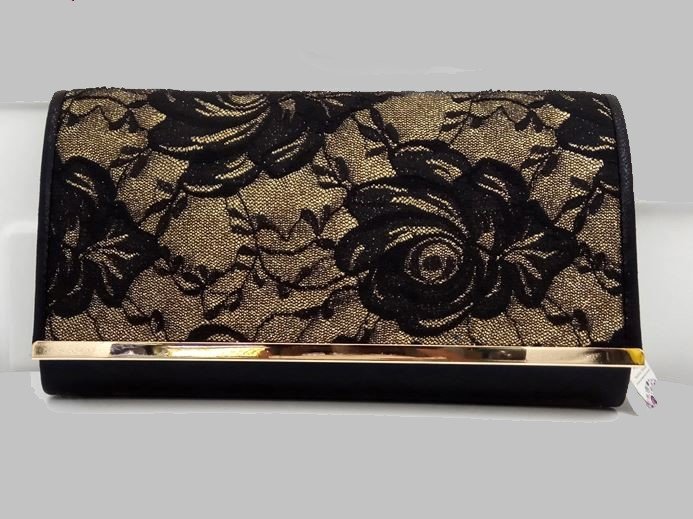 Black Clutch Bridal Bags Exquisite Embroidery Laced Clutch RSS Fashion Vintage Black Purse for Women