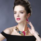 Rsslyn Sparkly Crystal Jewelry Set Multicolor Earrings with Matching Necklace