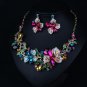 Rsslyn Sparkly Crystal Jewelry Set Multicolor Earrings with Matching Necklace