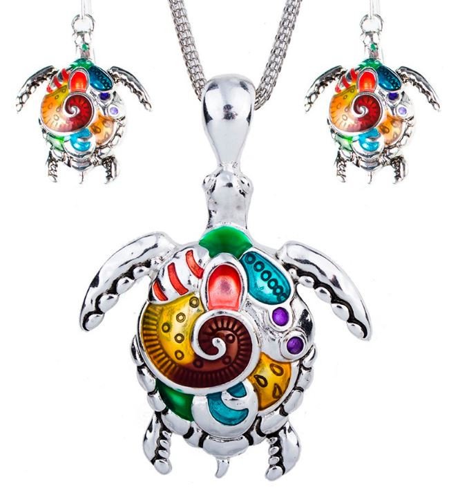 Jewelry Set for Women Turtle Casual Silver Plated Turtle Jewelry Sets