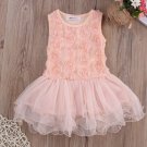 Cotton Dress for Infant Girls 4-6 Months Tutu Rosette Pink Baby Dress Lovely Pink Dress for Girls