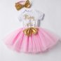 My First Birthday Dress Red Dress with matching Golden Bow 12 Months Red Tutu Dress