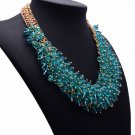 Timeless Fashion Silk Bib Necklace Statement Blue Jewelry for Women Chunky Collar Necklaces