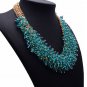 Timeless Fashion Silk Bib Necklace Statement Blue Jewelry for Women Chunky Collar Necklaces