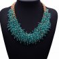 Timeless Fashion Silk Bib Necklace Statement Blue Jewelry for Women Chunky Collar Necklaces