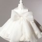 Christening Gown White Dress Formal Wear for Toddler Girls with Matching Free White Headband