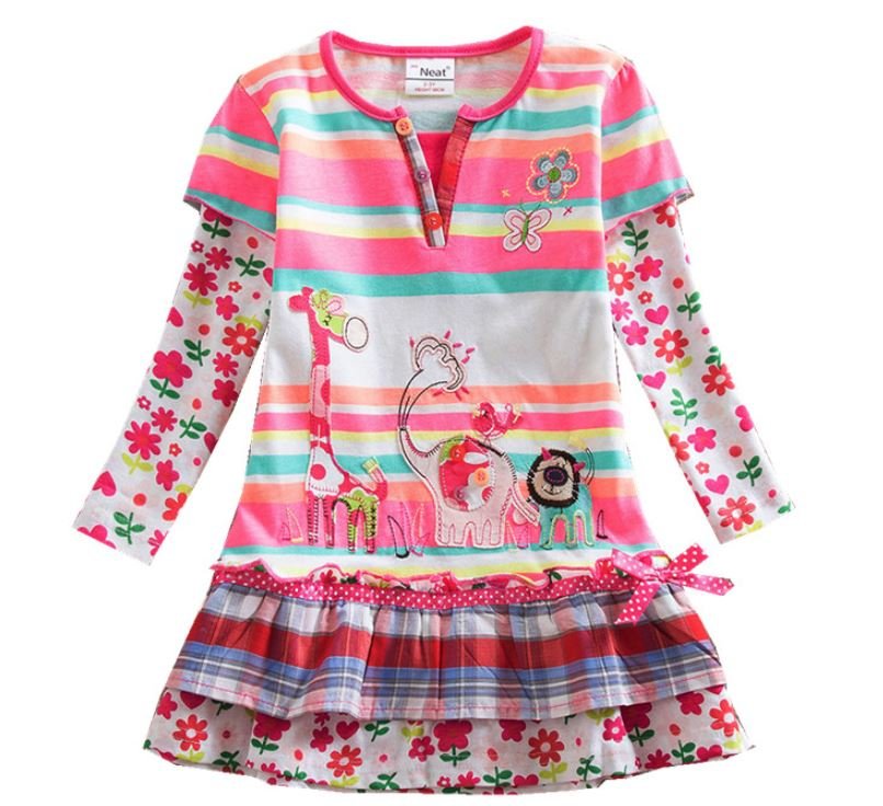 Pink Tops Multi-colored Long Sleeve Tees Spring Blouse Animal Patch 2018 RSS Fashion Tops for Girls