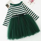 Green Tutu Dress Striped Girls Dress for Infant Girls 2t,3t,4t,5t,6t Pageant Props Outfit