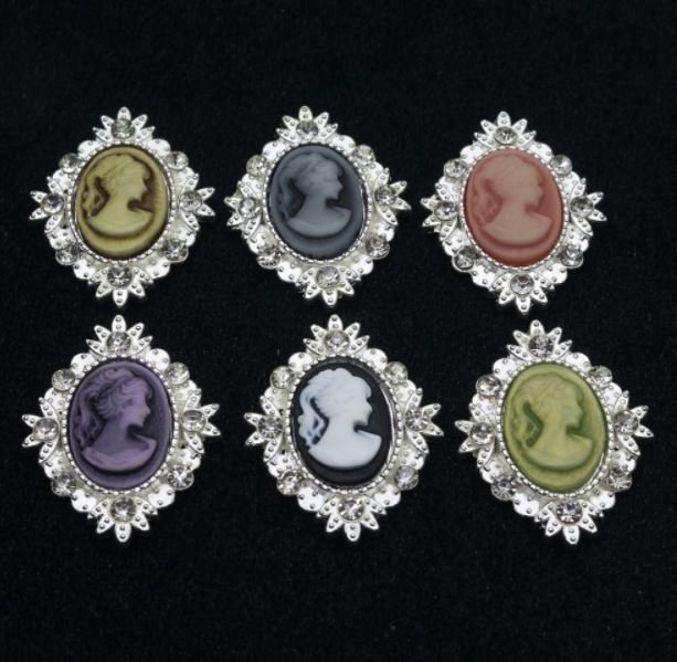 10 Pieces Cameo Buttons Vintage Sewing Flatback Buttons DIY Handmade Crafts Supplies Size:25mm*32mm
