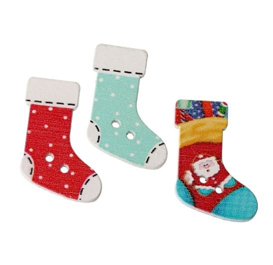 8 Pieces Wooden Buttons Sewing Crafts Scrapbooking Kids Socks Stocking Christmas Buttons