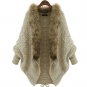 Buy Brown Beige Cardigan with Removable Fur Scarf Wool Sweater Size L, XL Cardigan