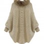 Buy Brown Beige Cardigan with Removable Fur Scarf Wool Sweater Size L, XL Cardigan