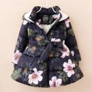 Buy Thick and Warm Navy Blue Winter Coats Printed Floral Hooded Blue Parkas for Infant Girls