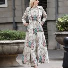 Rsslyn Luxury Jacquard Beige Trench Coats for Women Floral Trench Coats