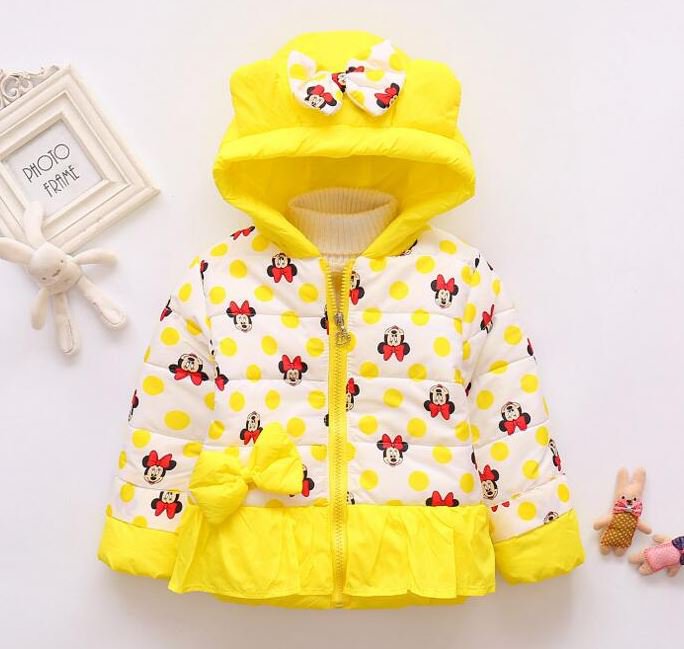 Minnie Mouse Winter Coats for Toddler Girls 2t,3t,4t Toddler Girls Polka Dots Yellow Jackets
