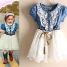Rodeo Dress Cowgirl Tutu Dress 5T Girls Barn Wedding Outfit for Girls Blue Dress