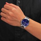 Blue Watches Luxury Watch for Men Stainless Steel Mesh Strap Ultra Thin Watch Relogio