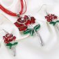 Sweet Lily Rose Necklace with matching Rose Earrings Jewelry sets for Women LMF24-20