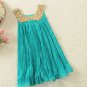 3T Girls Mint Green Tutu Dress Whimsical Dress Summer Dress with Golden Peter Pan Collar