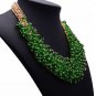 Rsslyn Silk Bib Pretty Green Necklace Statements Jewelry for Women Chunky Collar Necklaces