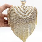 Luxury Bridal Evening Golden Clutch Vintage Pearl Rhinestone Tassel Shoulder Bag
