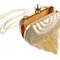 Luxury Bridal Evening Golden Clutch Vintage Pearl Rhinestone Tassel Shoulder Bag
