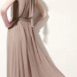 Medium Size Dress Elegant Maxi Dress Pageant Stand Ruffled Collar Beige Light brown