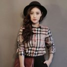 Plaid Cotton Shirts Checkered Blouse for Women High Classy Tops Long Sleeve Work Office Tops