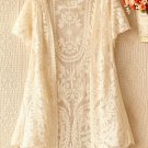 Medium Size Short Sleeve Ivory Cardigan for Women Ivory Lace Cardigan Bolero Shrug Lace Crochet
