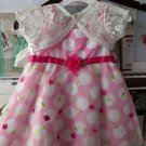 12-18 Months Pink Dress for Girls Dress Laces for Infants with White Shrug