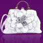 Rsslyn Green Purse Shoulder Bag with Big Flower Green Leather Handbags for Women