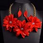 Yellow Bib Necklace Statement Floral Summer Necklace Floral Fashion Necklace Acrylic Material