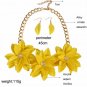 Yellow Bib Necklace Statement Floral Summer Necklace Floral Fashion Necklace Acrylic Material