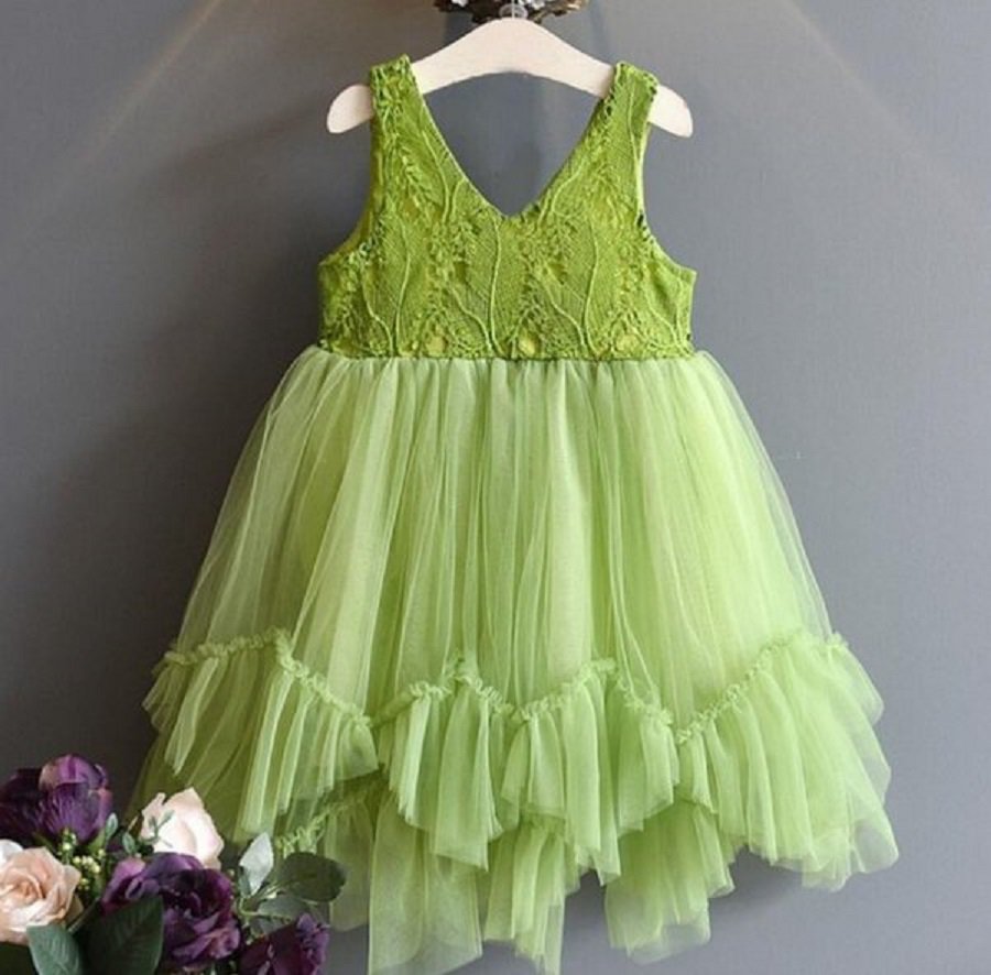 Rsslyn 24 Months Green Dress for Girls and Headband